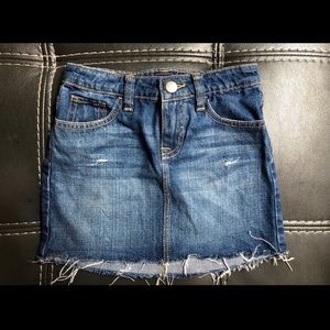 Distressed denim skirt